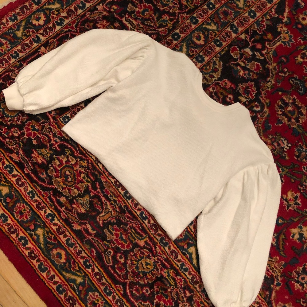 Free People Cropped white puffy-sleeved